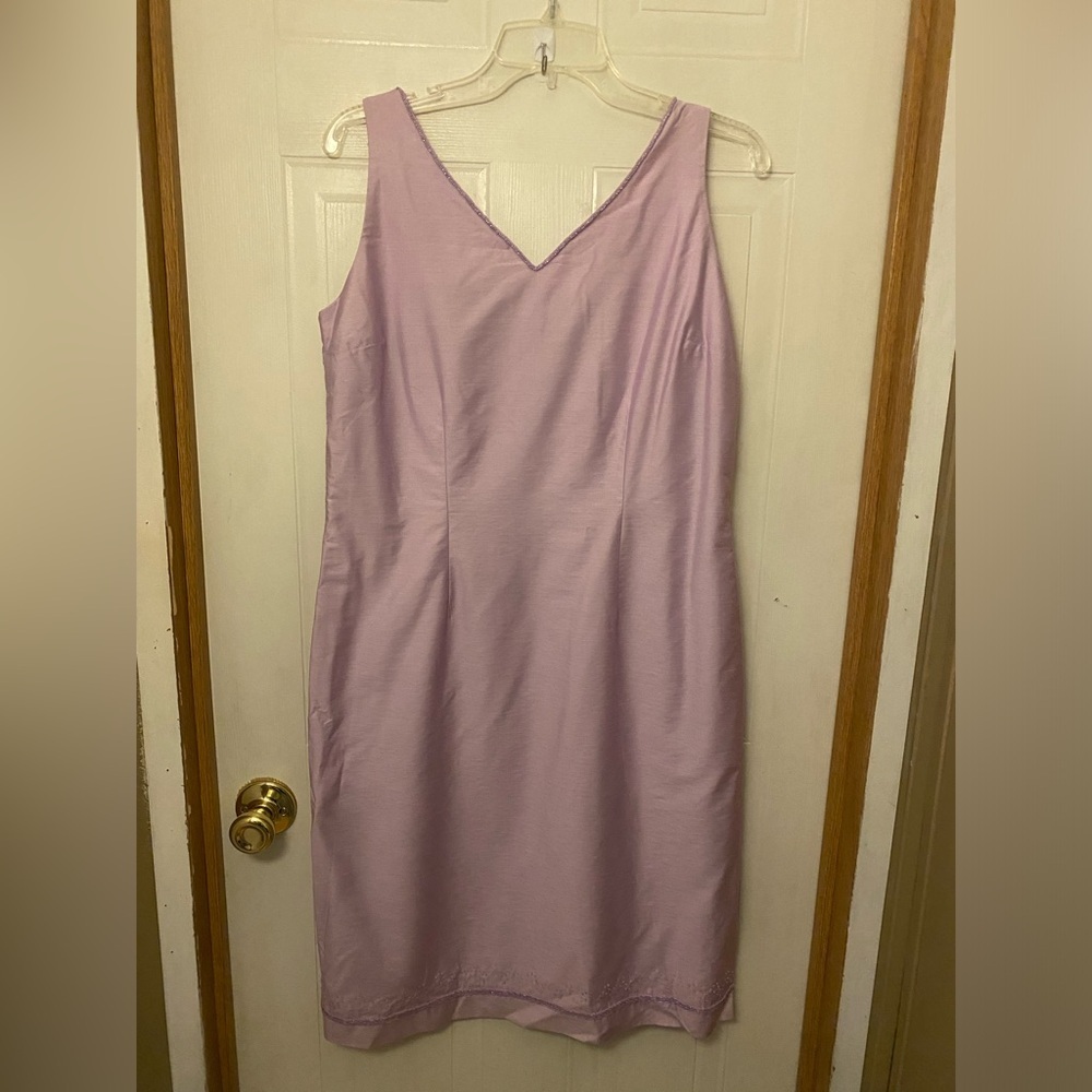 Sigrid Olsen Lavender Sleeveless Dress with Beaded Trim